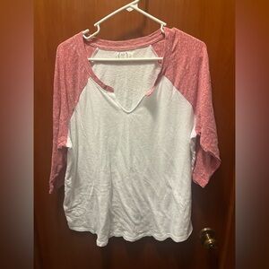 Stylish Long Sleeve Top in Red and White